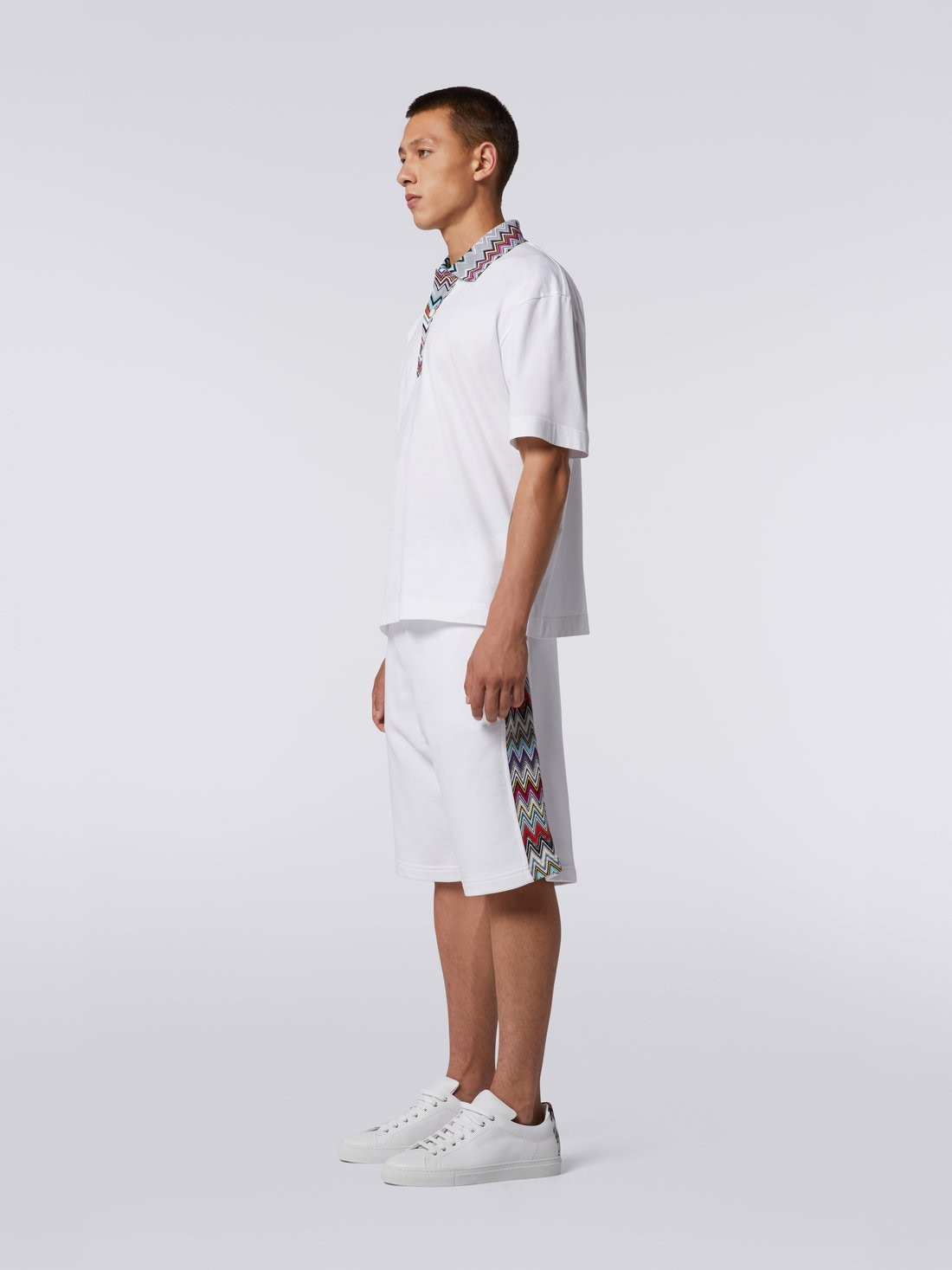Cotton polo shirt with dégradé chevron pattern - 3