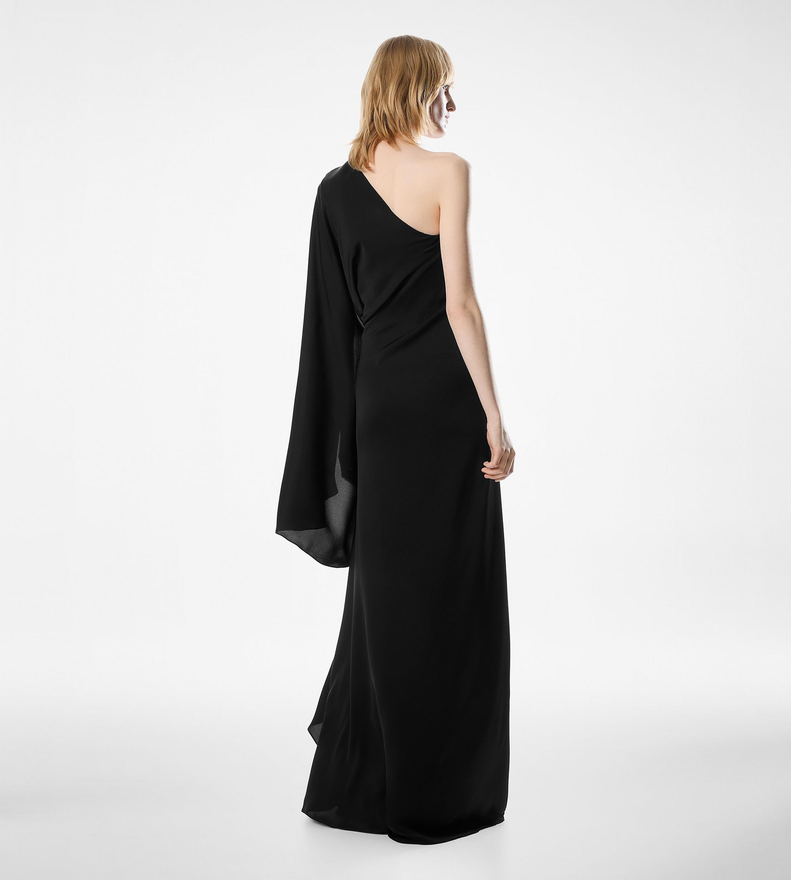 ONE SHOULDER EVENING DRESS WITH CAPE AND LIZA HARDWARE DETAIL - 4