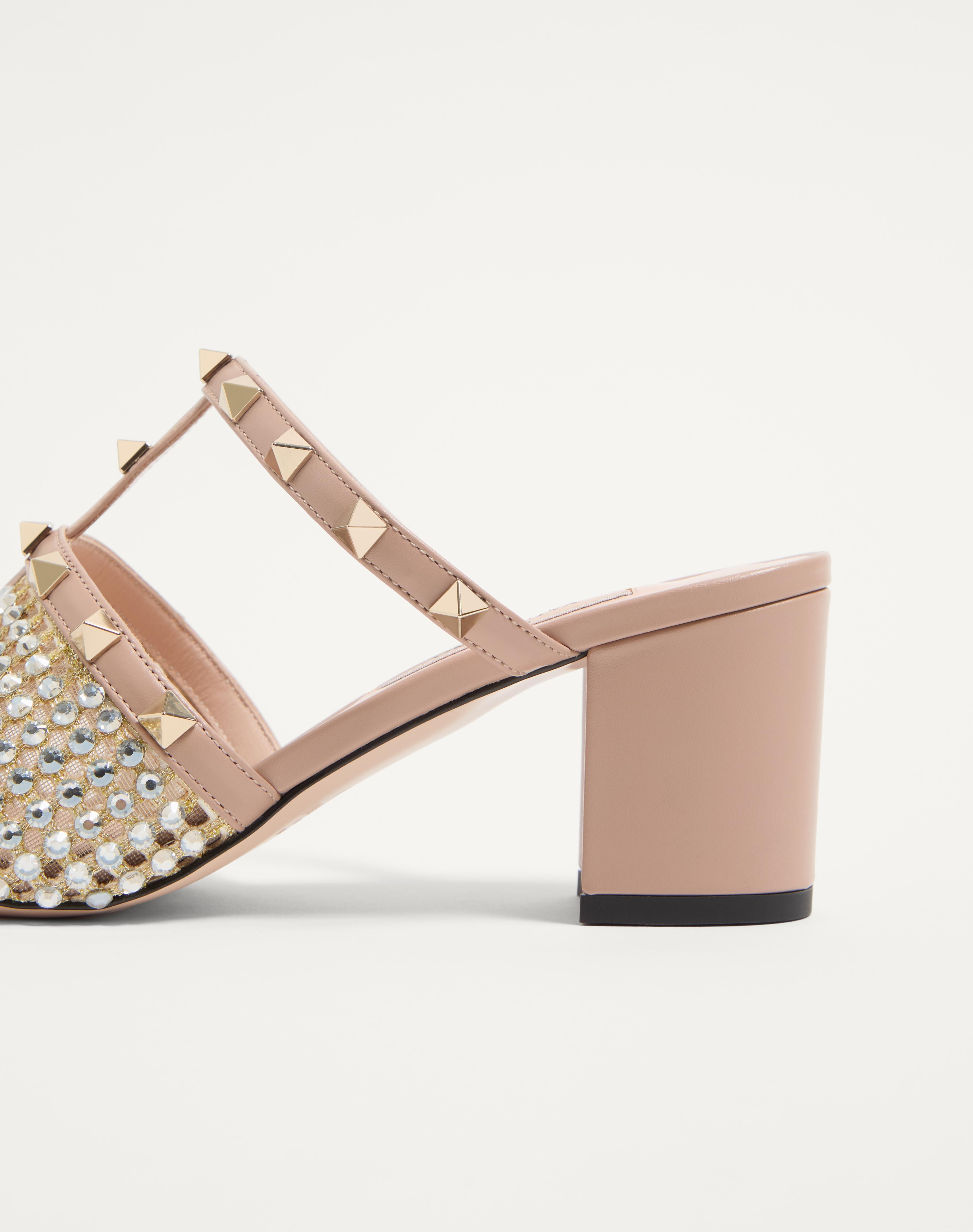ROCKSTUD CALFSKIN SLIDE SANDAL WITH STRASS EMBROIDERY 60MM - 6