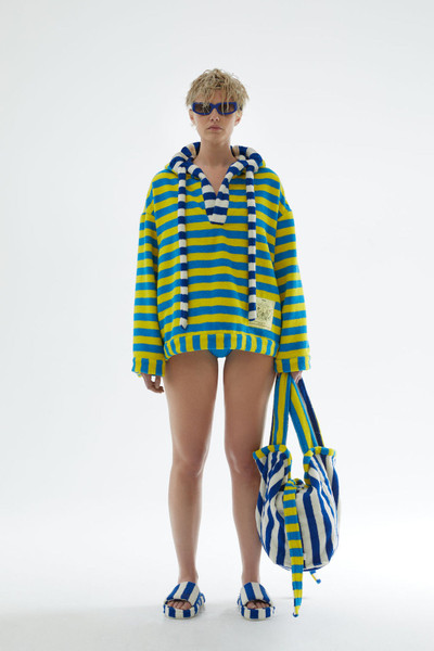 SUNNEI AZURE AND YELLOW STRIPED BEACH HOODIE outlook