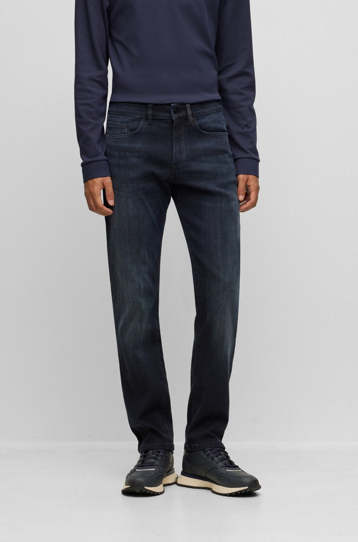SLIM-FIT JEANS IN BLUE KNITTED DENIM - 2