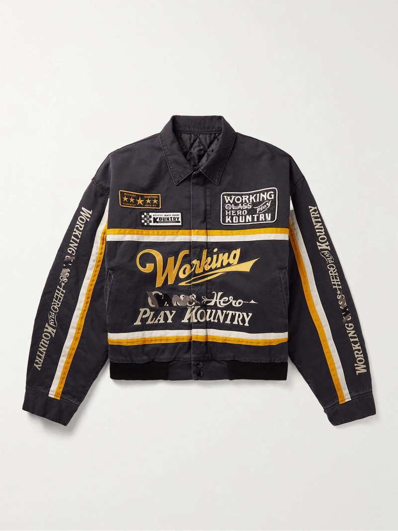 Cropped Appliquéd Embroidered Padded Cotton-Twill Jacket 1