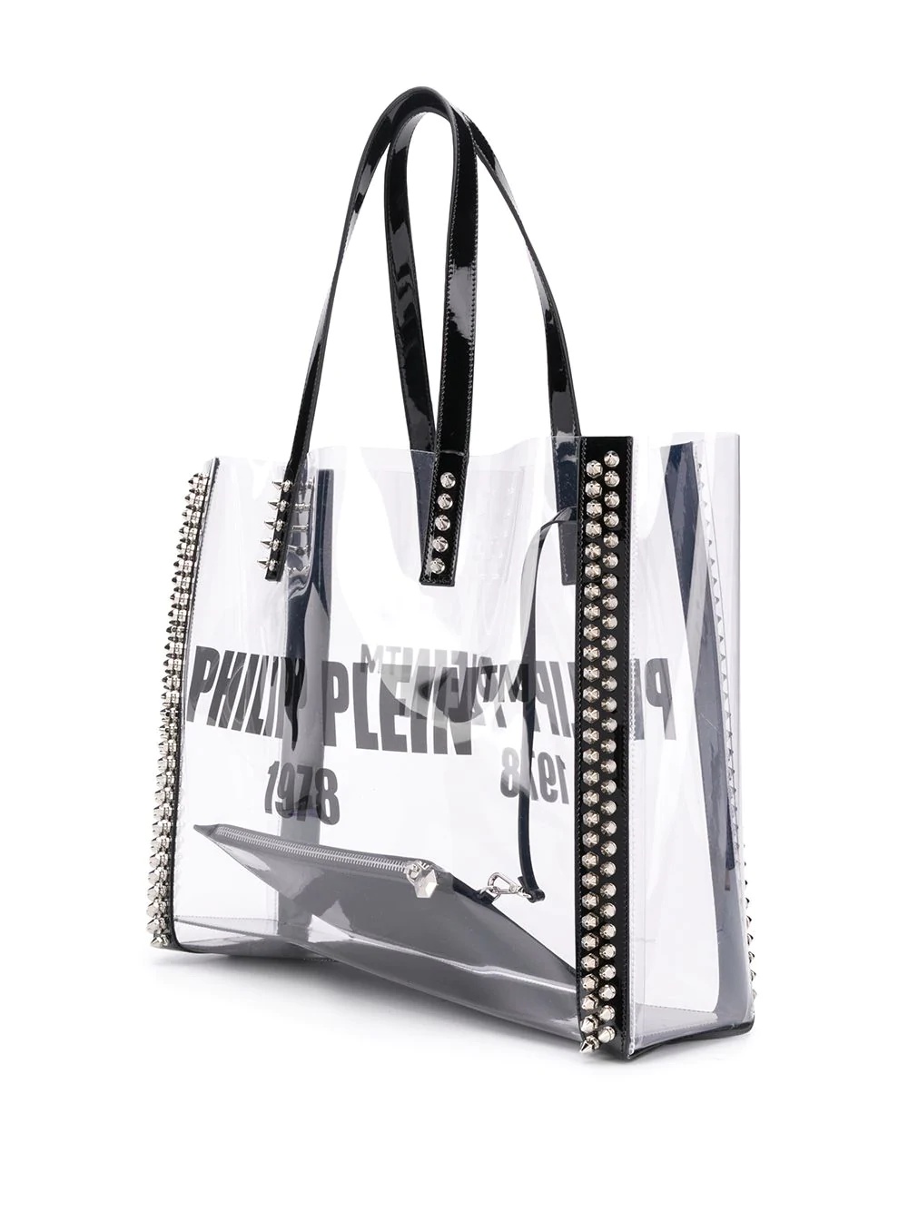 transparent spiked stud tote - 3