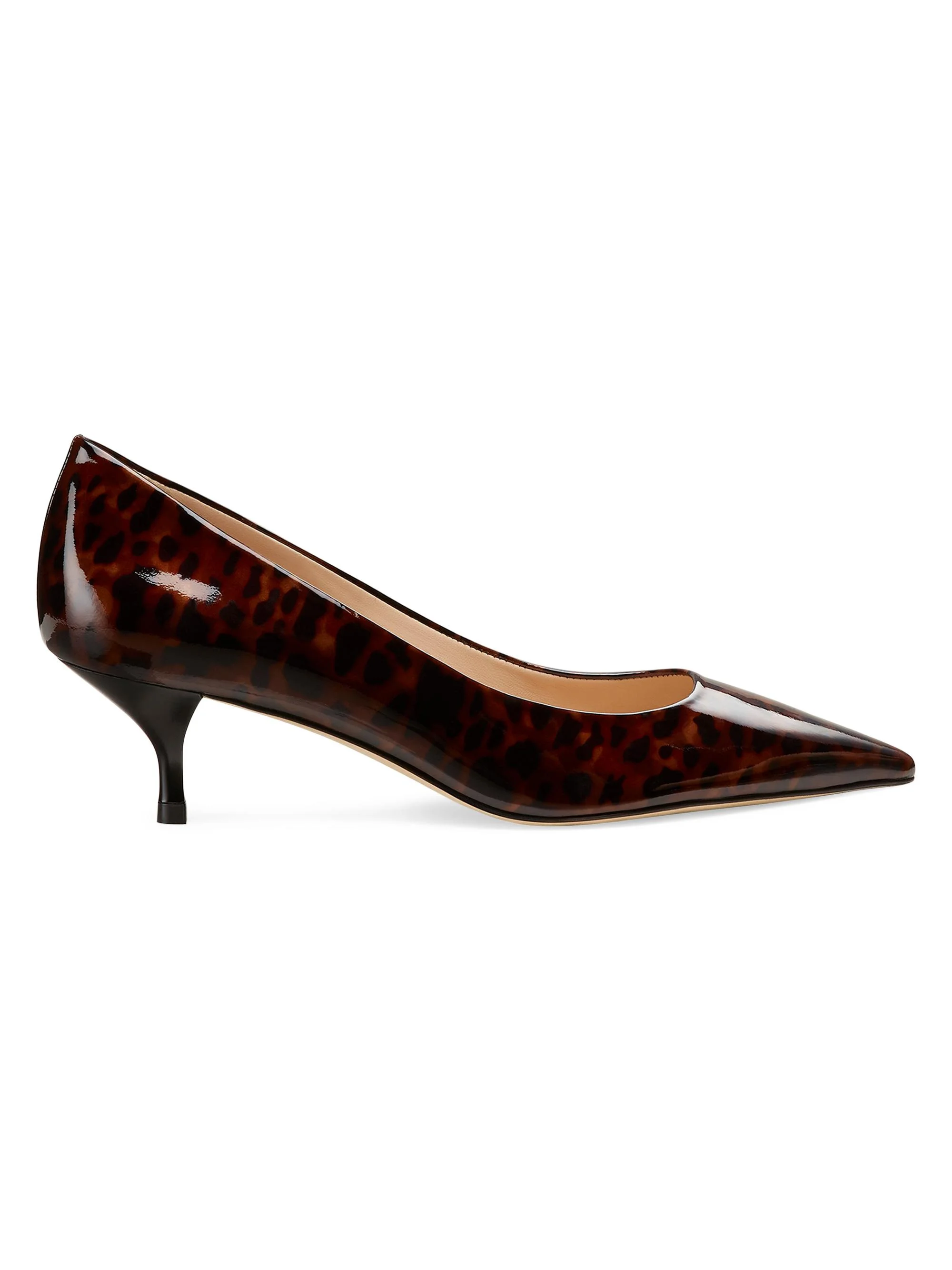 Women's Stuart Power 50MM Gloss Tortoise Pumps - Dark Brown - 1