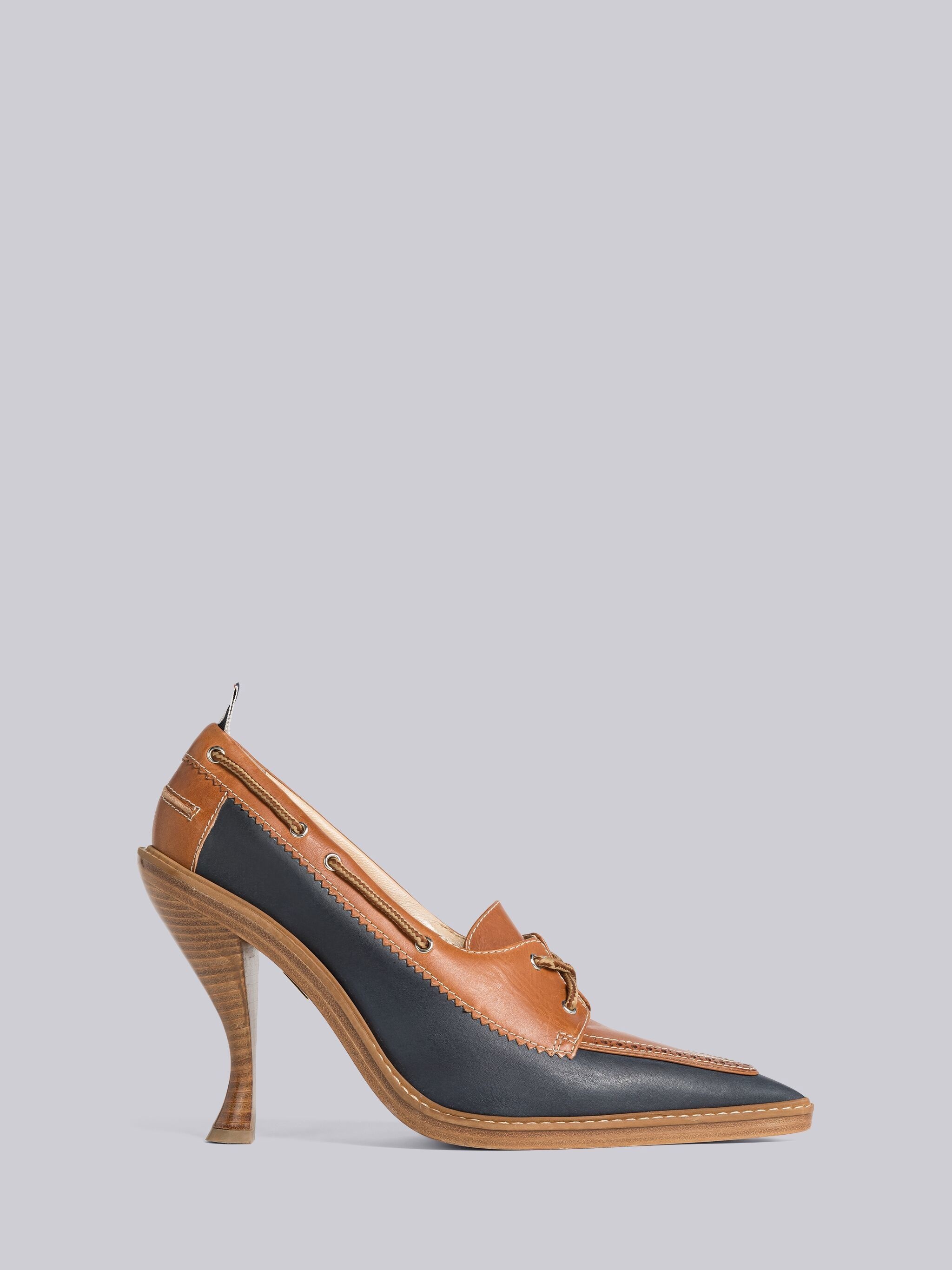 Vacchetta Leather Curved Heel Boat Shoe - 1