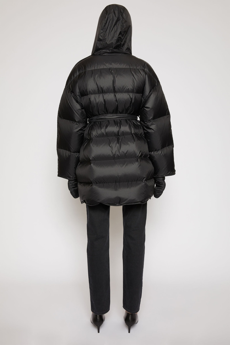 Belted puffer coat black 4