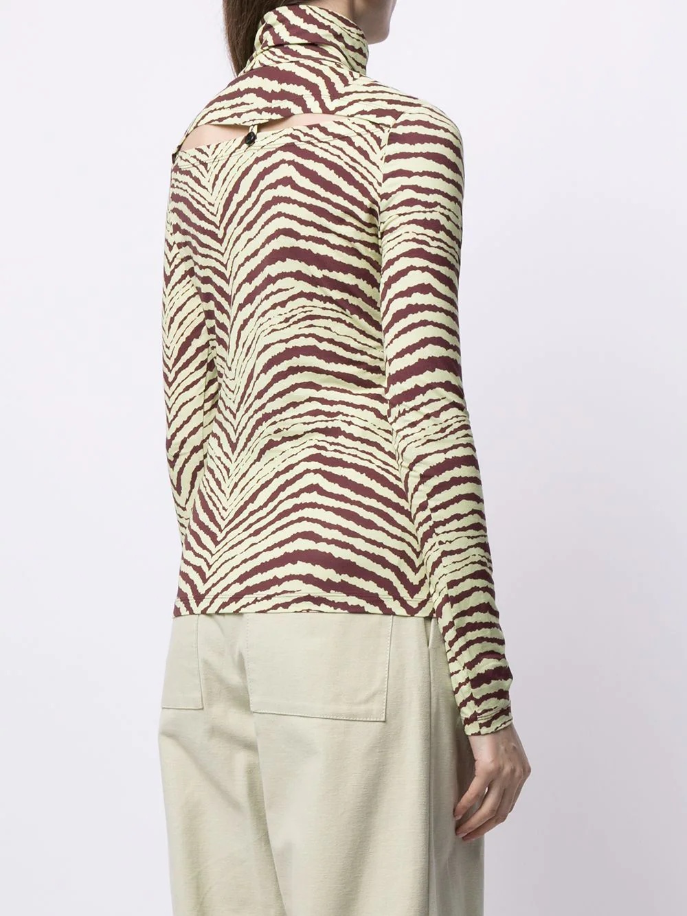 tiger-print high-neck top - 4