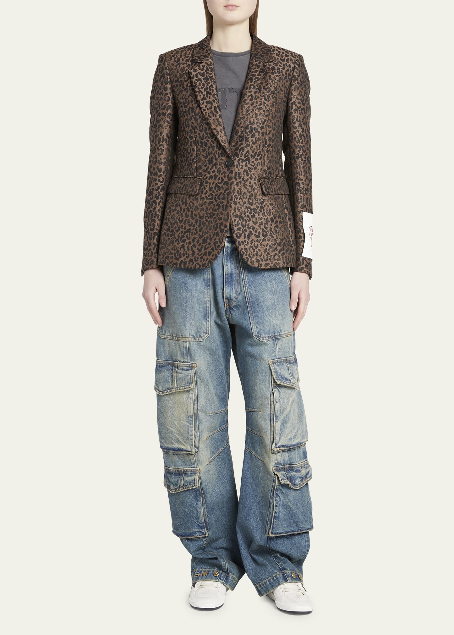 Leopard Jacquard Wool Blazer - 2