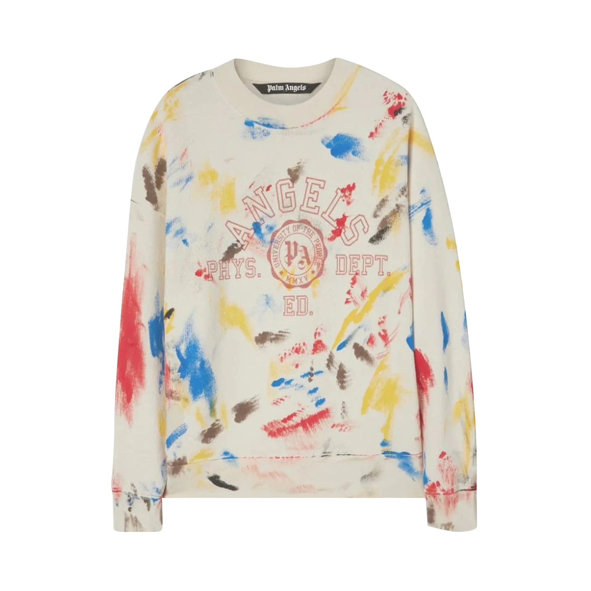 Palm Angels Painted College Crew 'Off White/Red' - 1