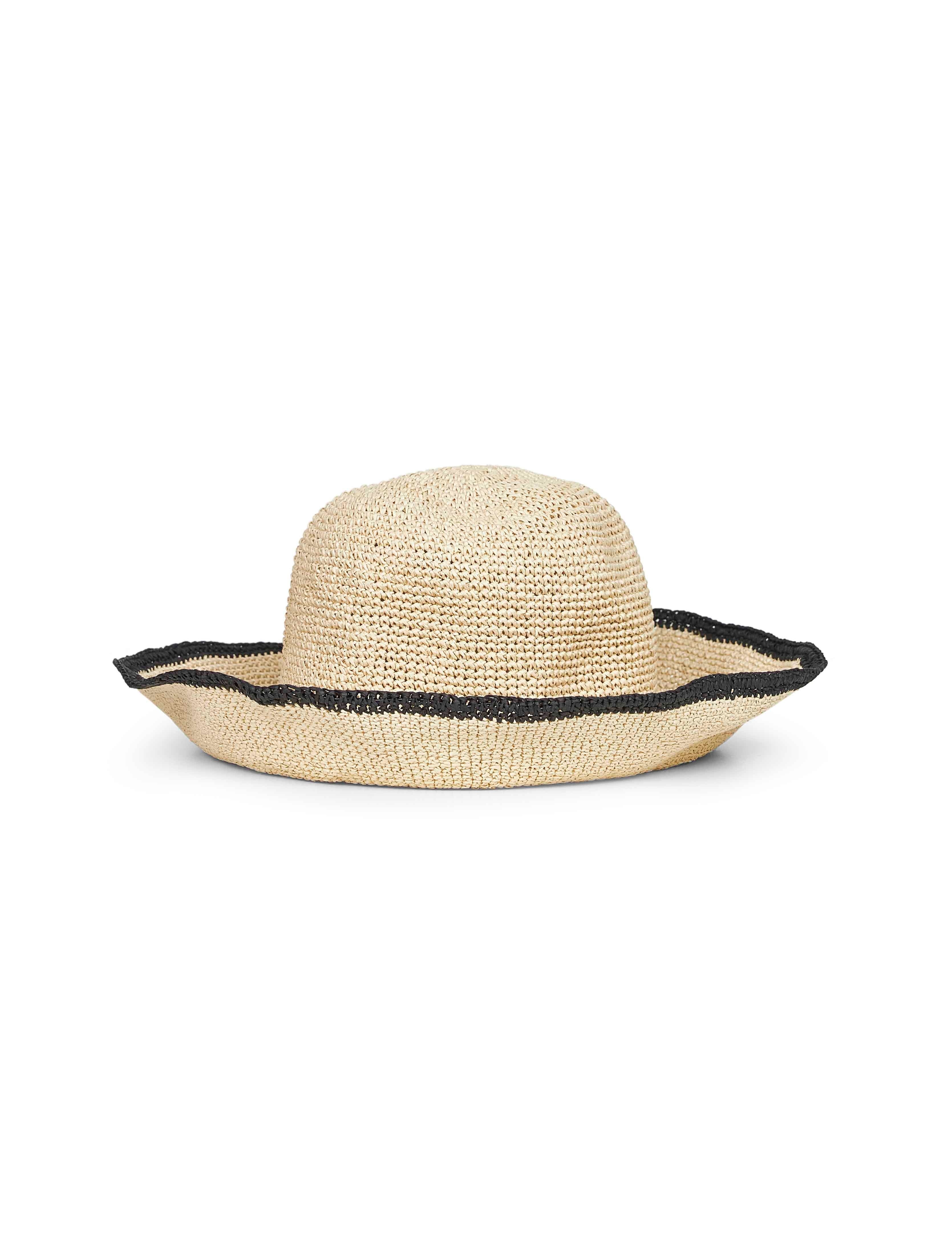 Ecru paper straw bucket hat - 1