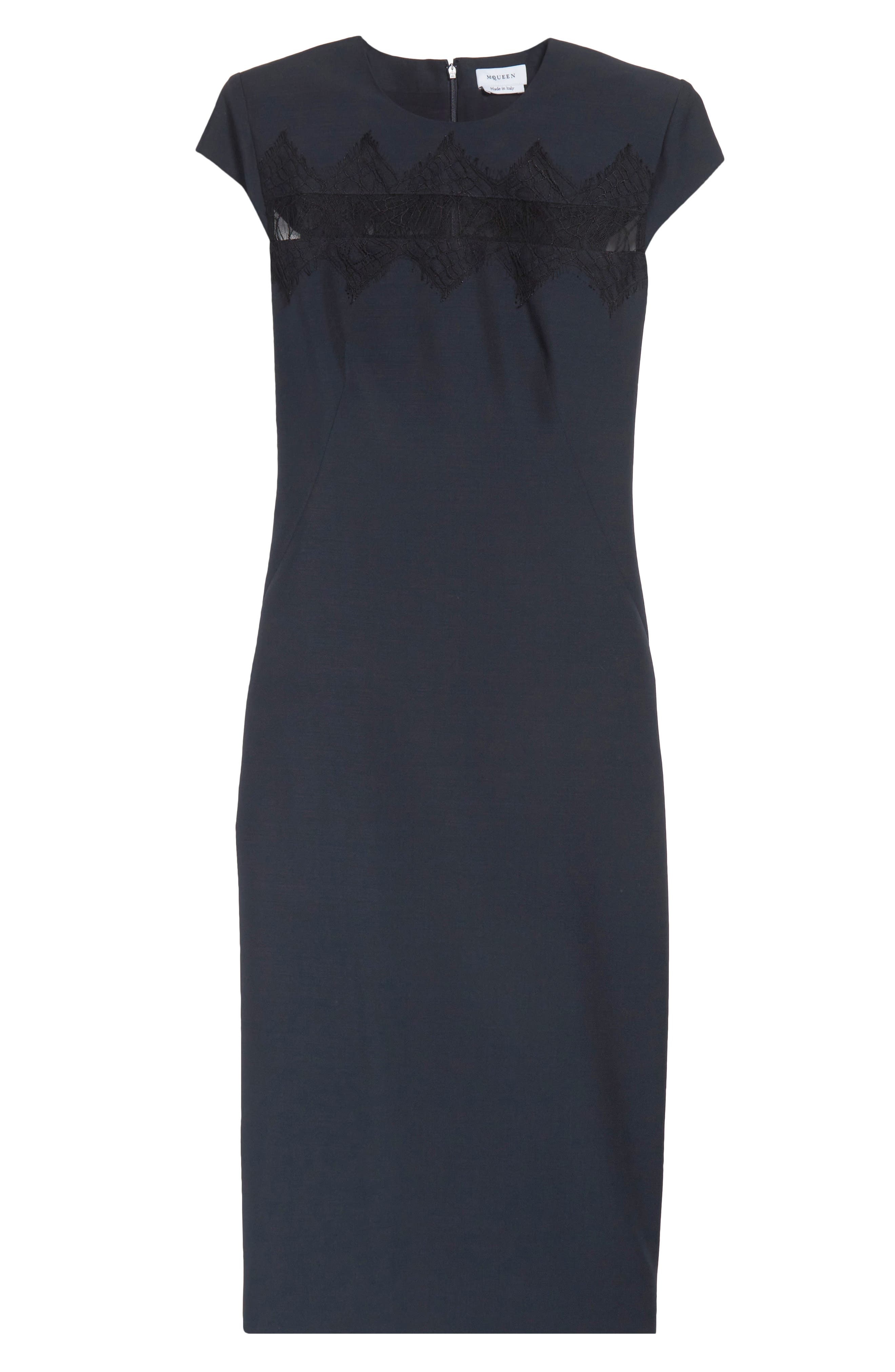 McQueen Day Lace Cutout Wool & Mohair Sheath Dress in Navy at Nordstrom - 5