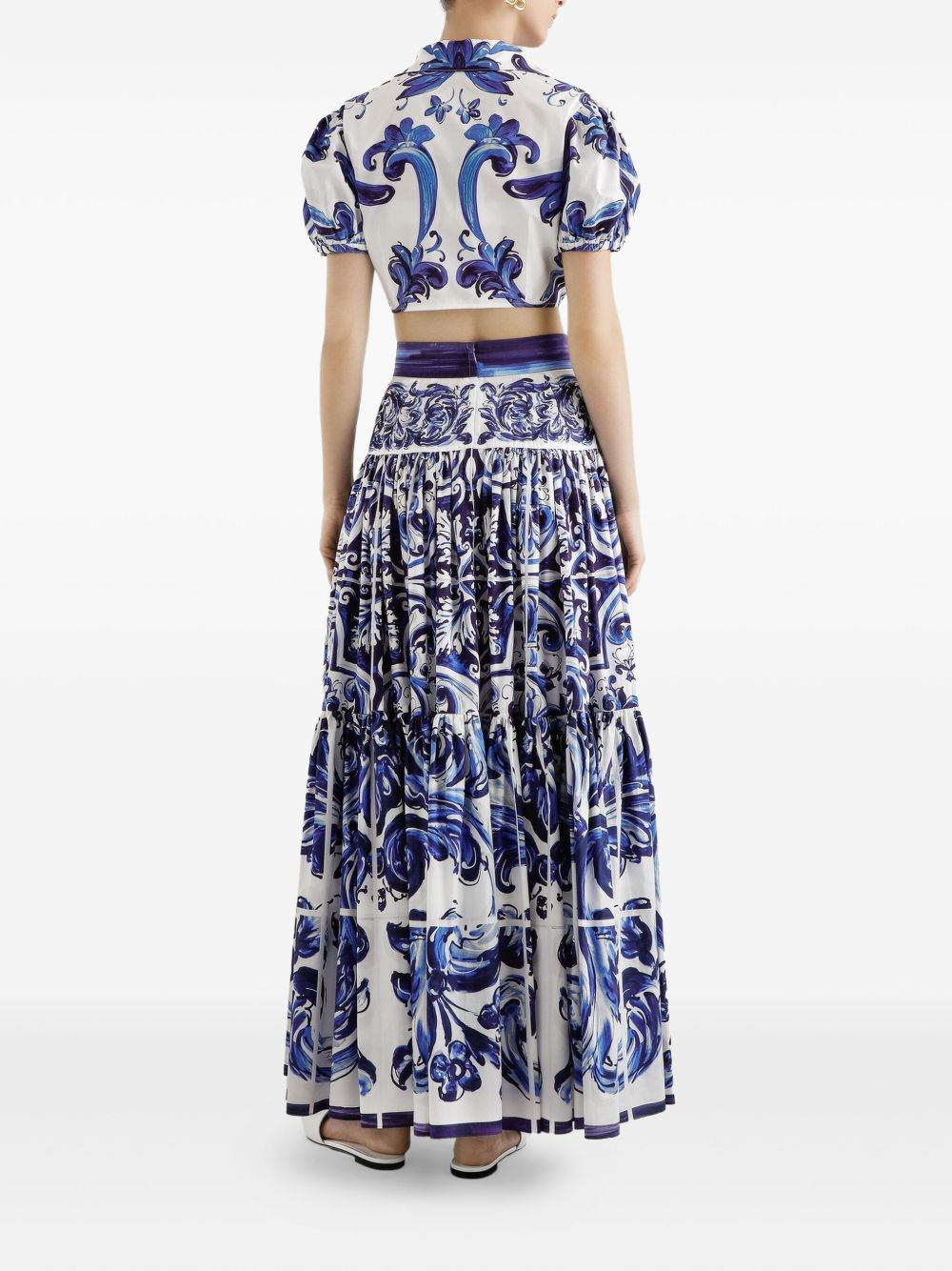 Majolica-print tiered skirt - 3