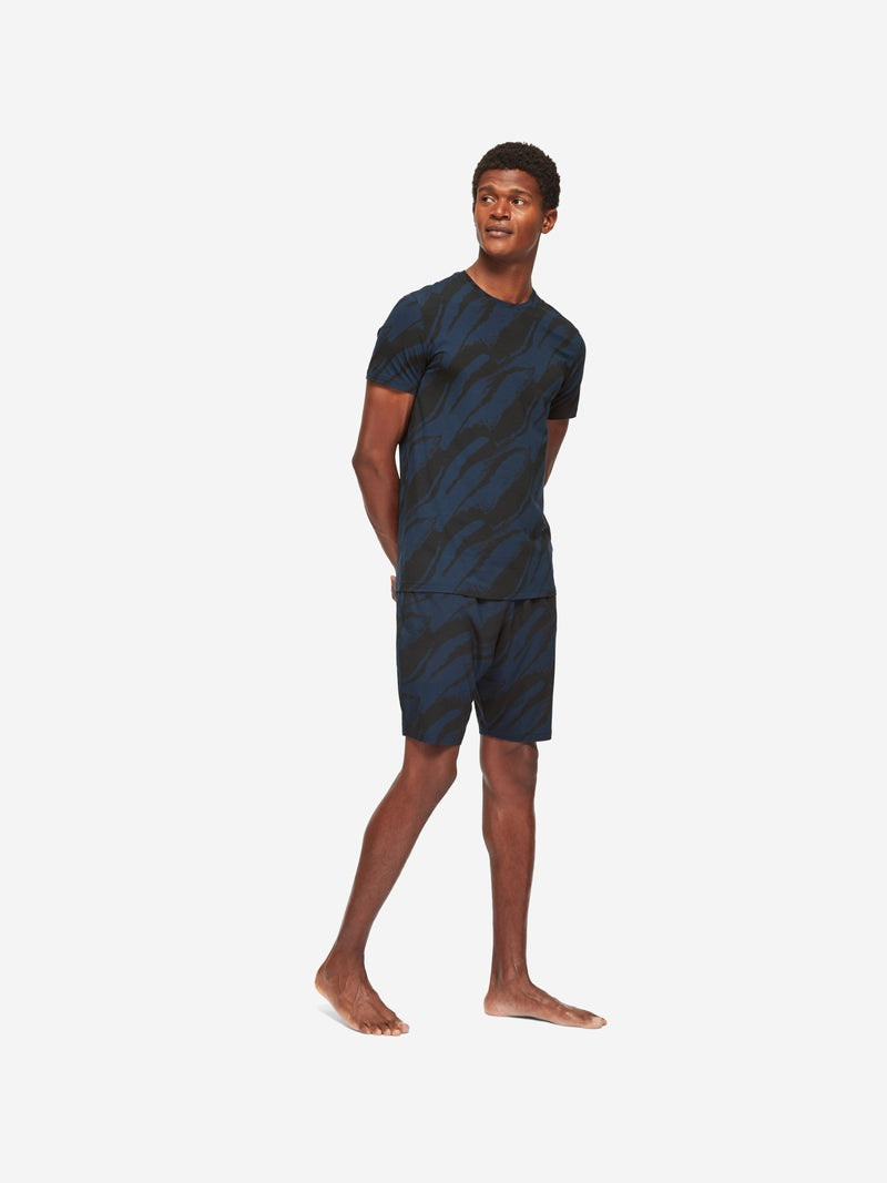 Derek Rose Men's T-Shirt London 8 Micro Modal Navy outlook