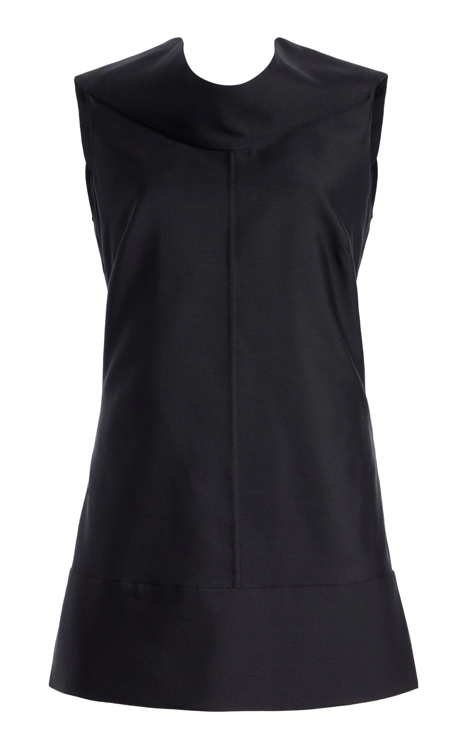 The Bowie Draped Wool-Silk Mikado Top black - 1