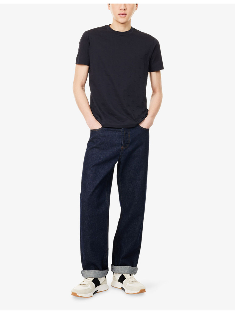 EMPORIO ARMANI Eagle-Embossed Cotton T-Shirt outlook