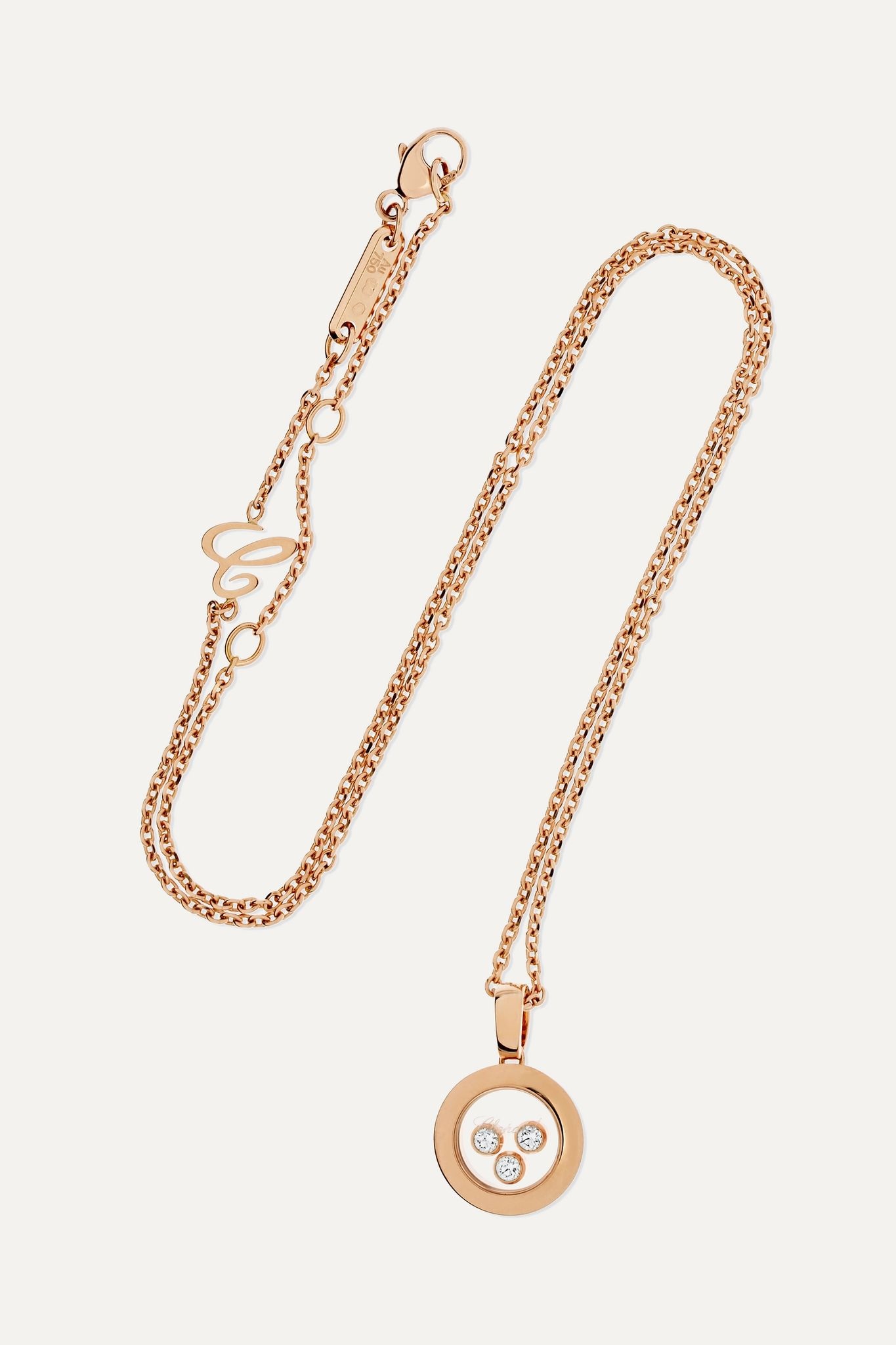 Happy Diamonds 18-karat rose gold diamond necklace - 1