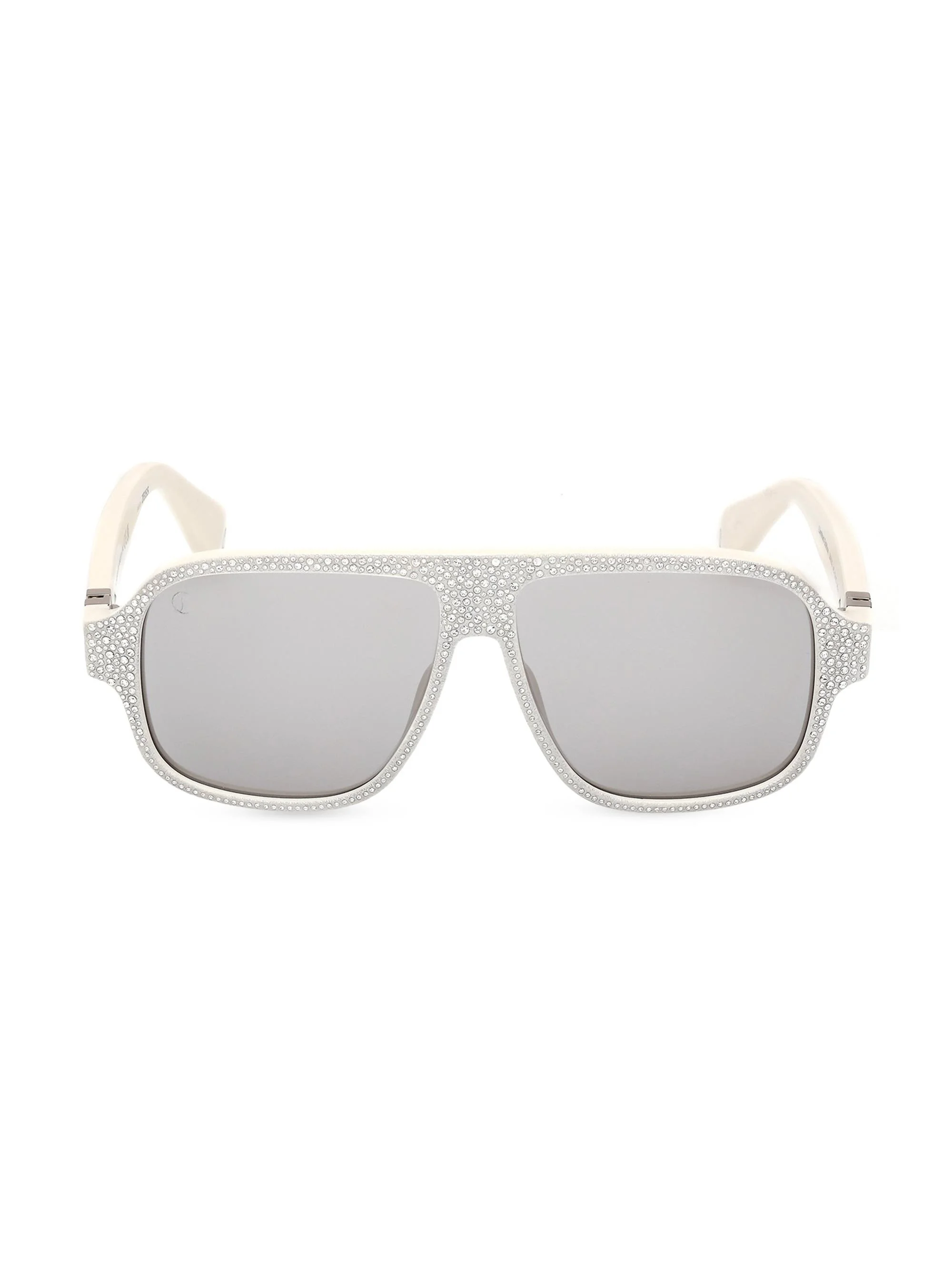 Men's Roller 57MM Crystal-Embellished Pilot Sunglasses - White Smoke - 1