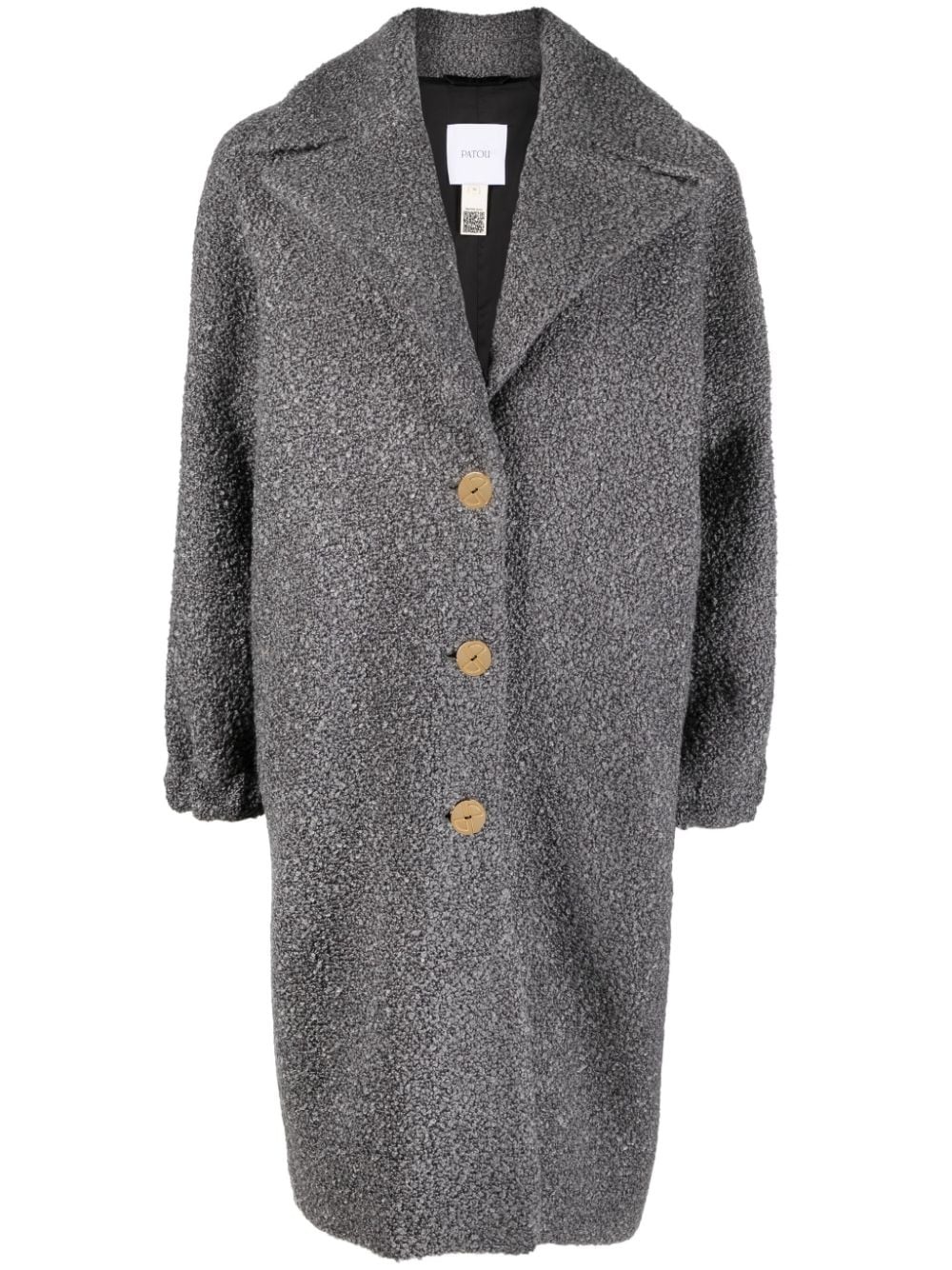 ダウンジャケット・コート Patou Elliptic Single Breasted Boucle Wool Coat - Charcoal PATOU Elliptic wool-blend bouclé coat | netaporter | REVERSIBLE