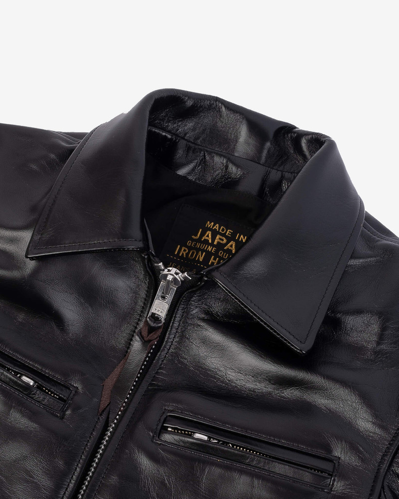JAPANESE HORSEHIDE RIDER’S JACKET WITH COLLAR - BLACK (TEA-CORE DYED) 7