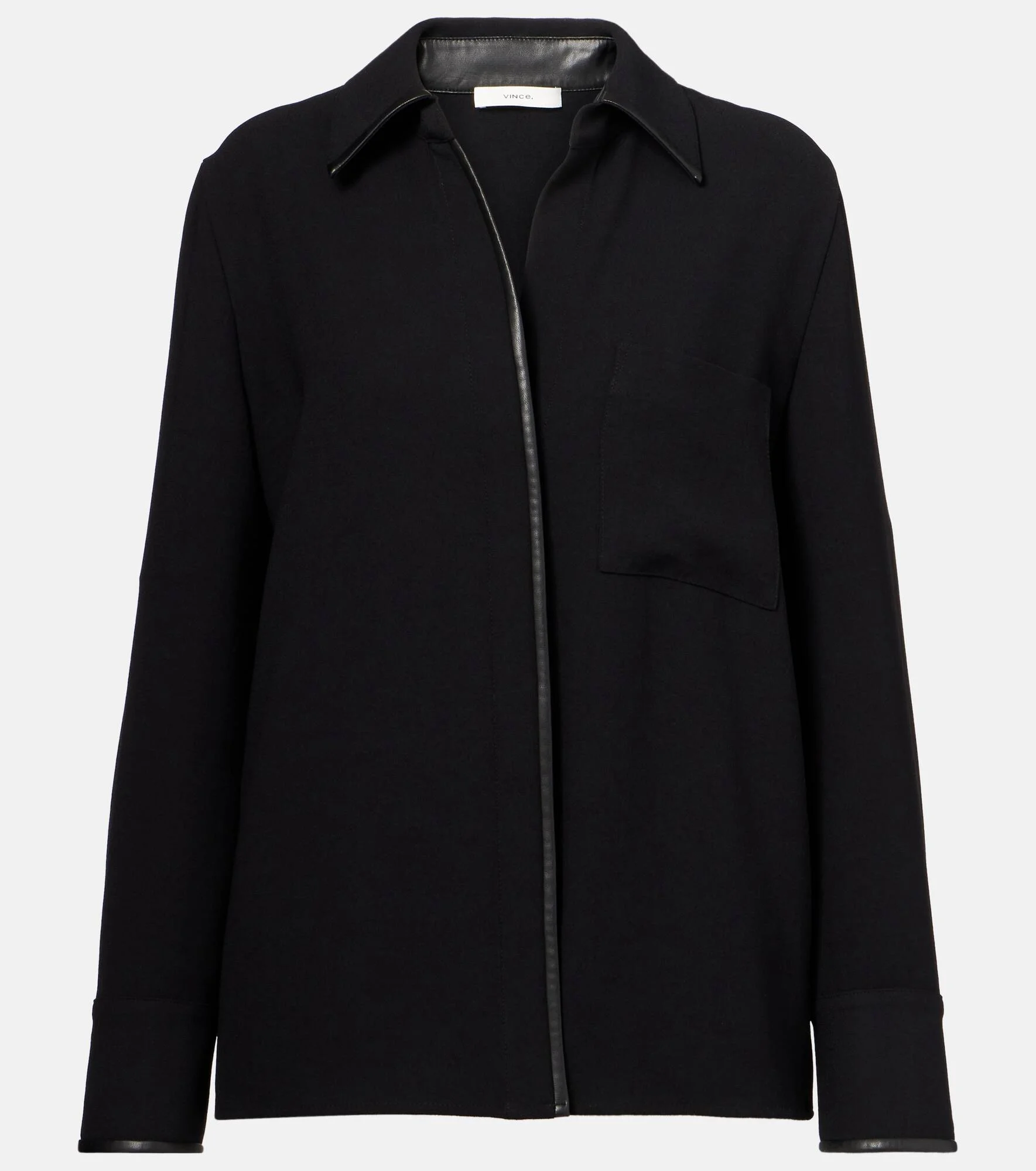 Faux leather-trimmed shirt - 1