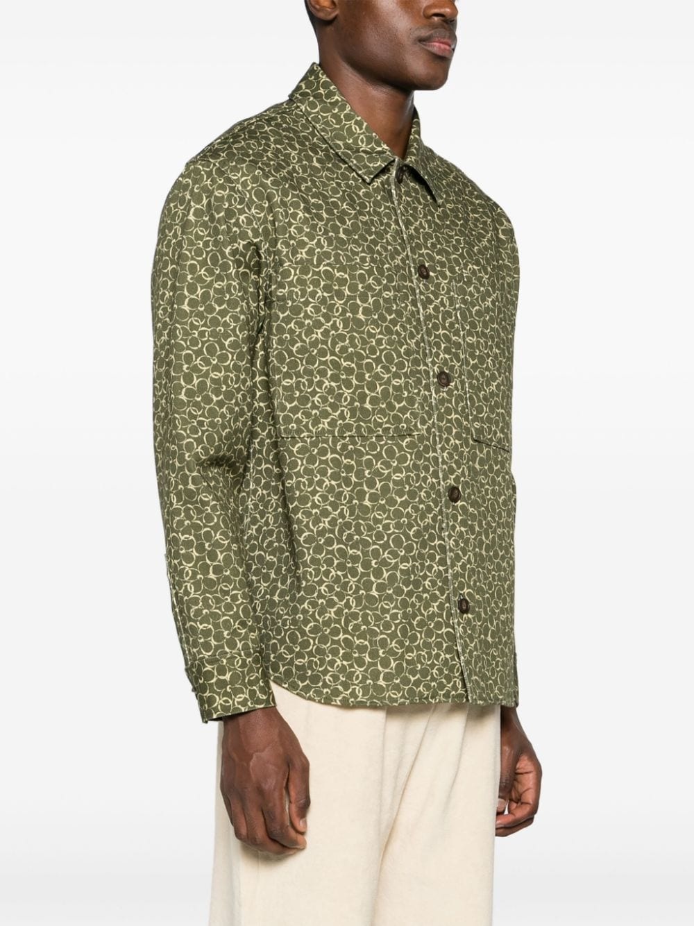 floral-print cotton shirt jacket - 3