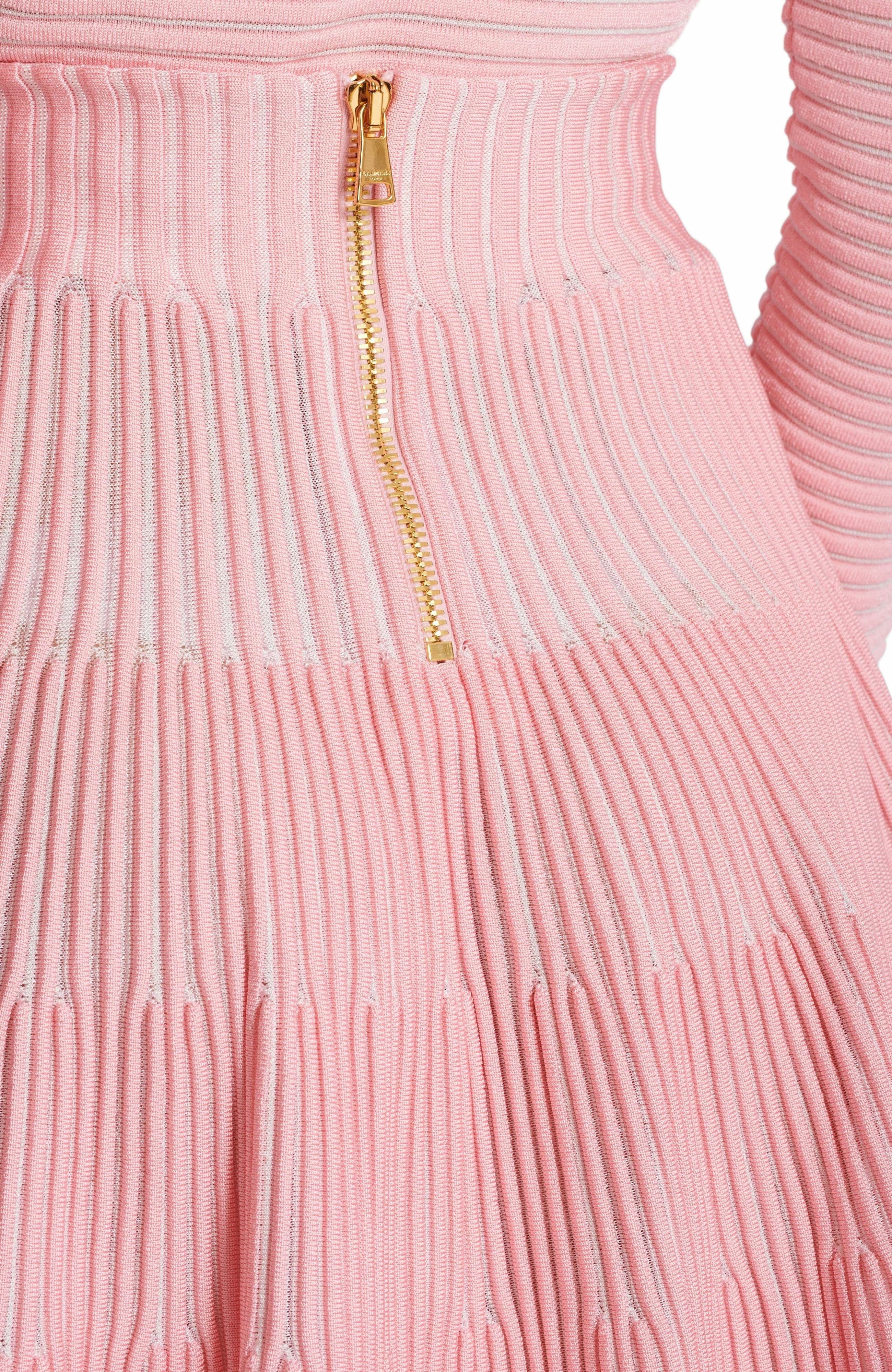 Balmain A-line textured knit skirt in Pink at Nordstrom - 5