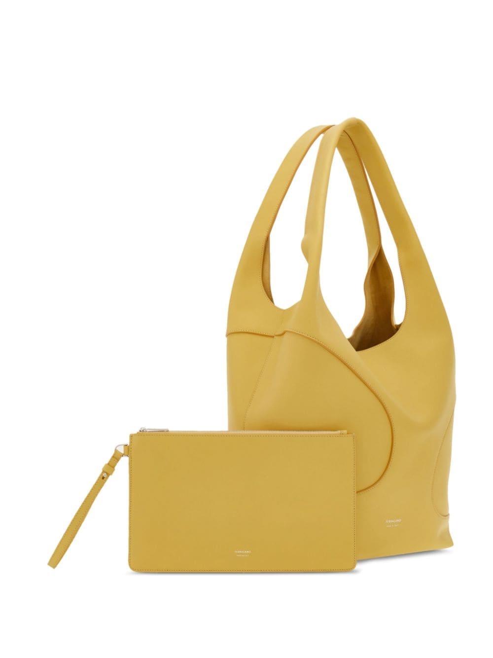 debossed-logo panelled leather bag - 7