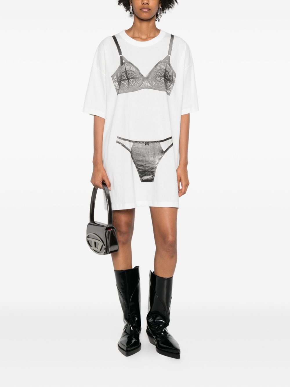 lingerie-print cotton T-shirt - 2