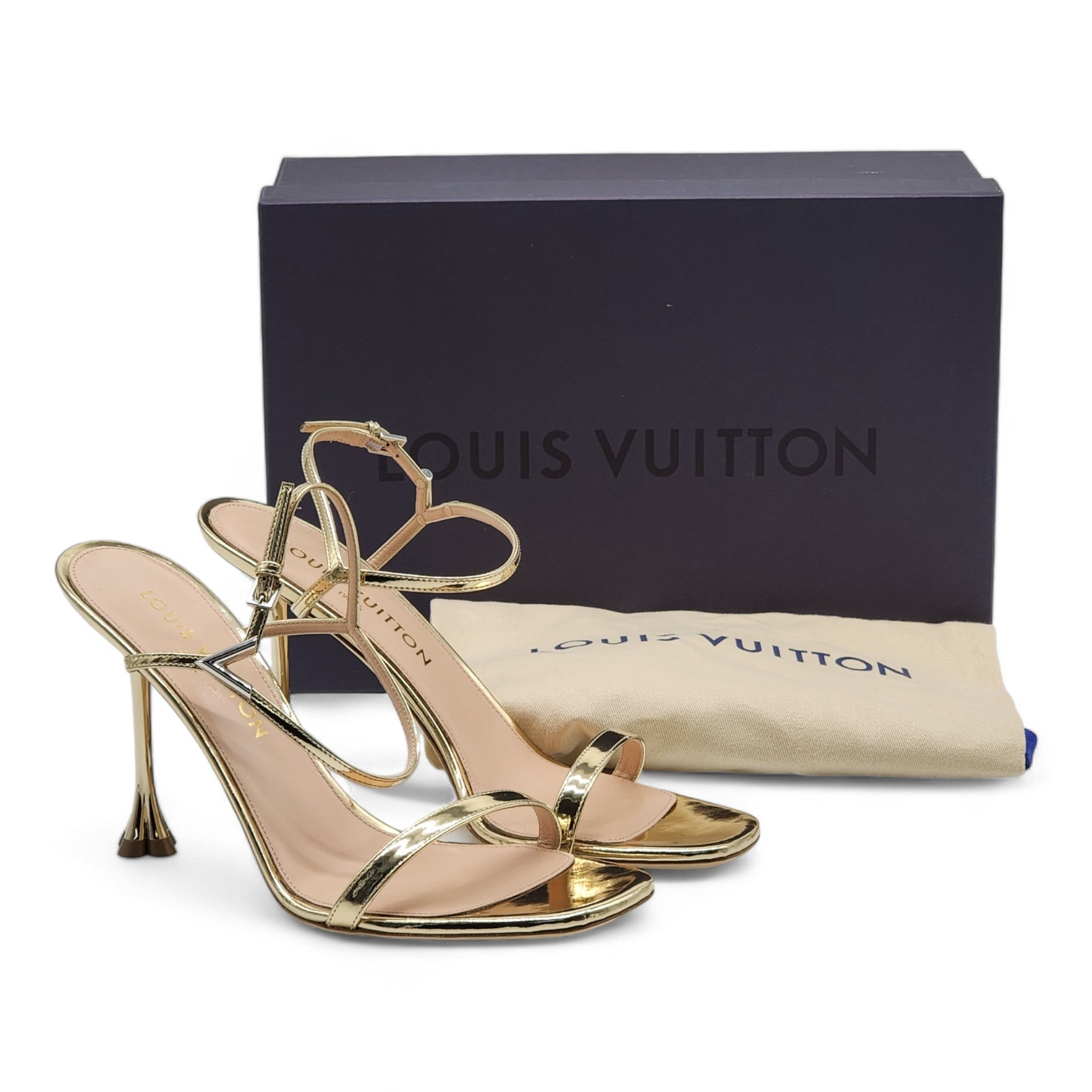 Louis Vuitton Blossom Sandals Leather in Gold (40) - 3