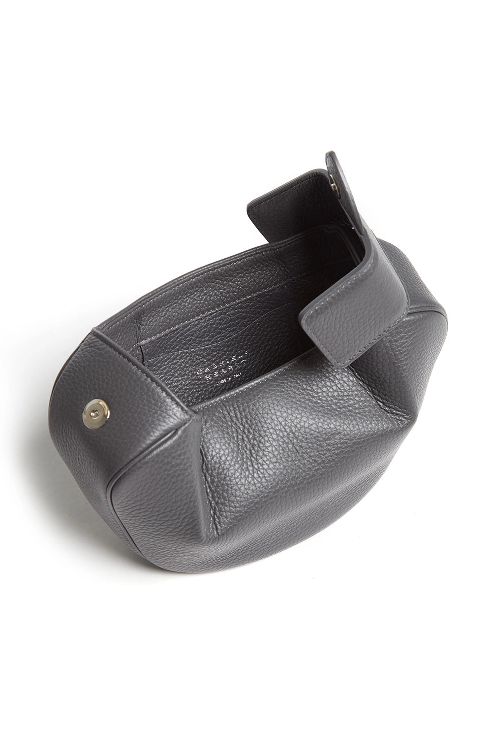 Soft Demi Clutch in Charcoal Textured Leather - 4