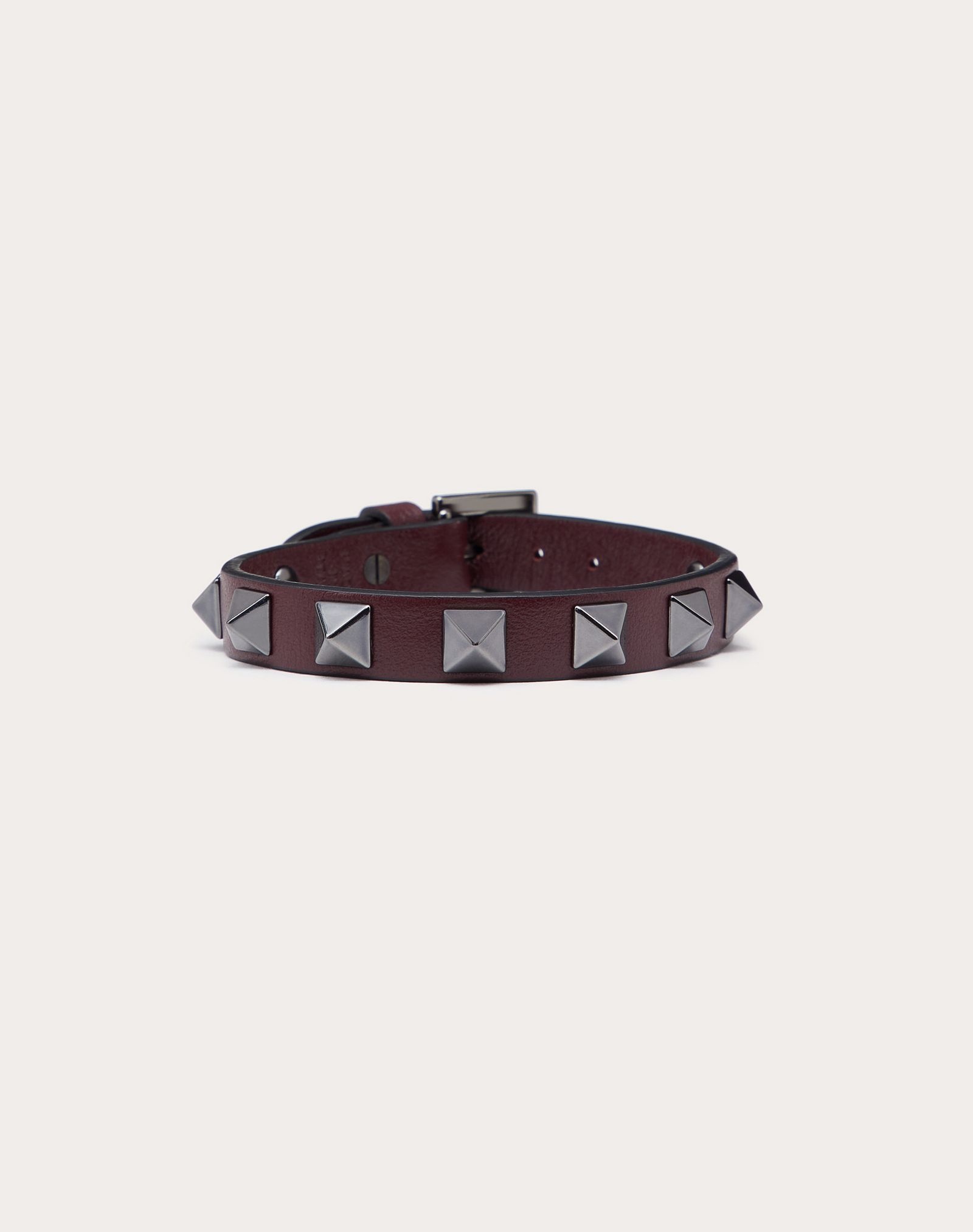 Valentino Rockstud leather bracelet with ruthenium studs