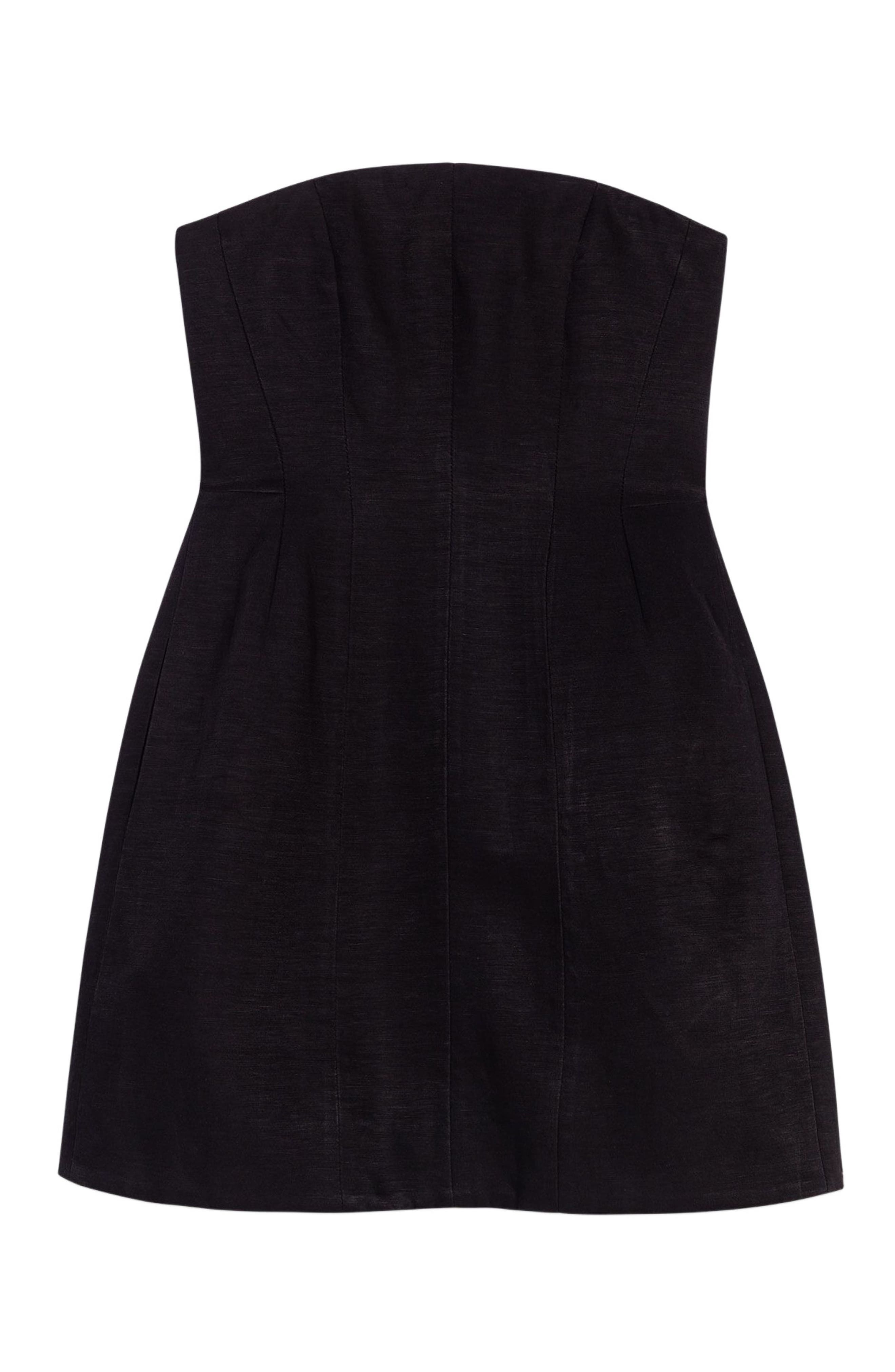 maje Short strapless linen dress in Black at Nordstrom - 4