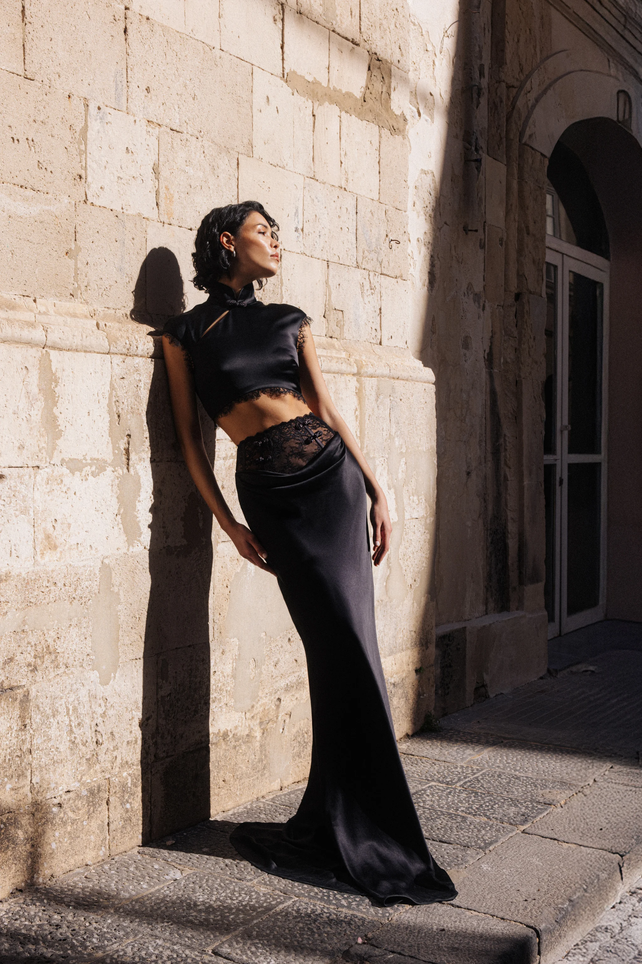LILA SATIN SKIRT - 1