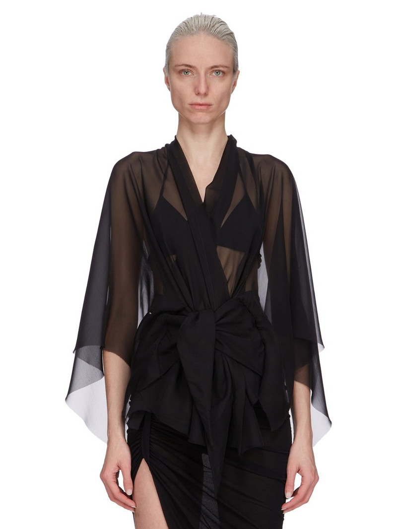 Asymmetric silk-chiffon jacket Black 1