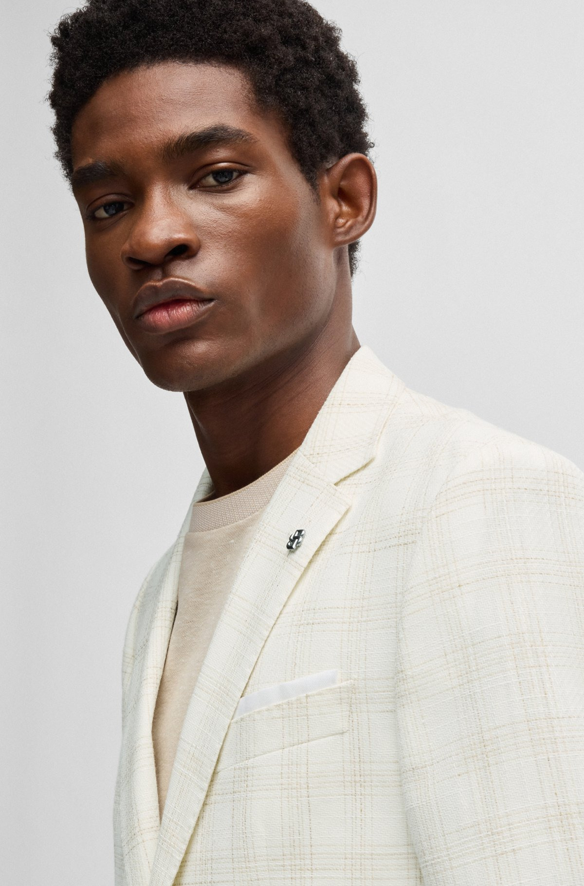 SLIM-FIT SUIT JACKET IN A CHECKED WOOL BLEND - 5