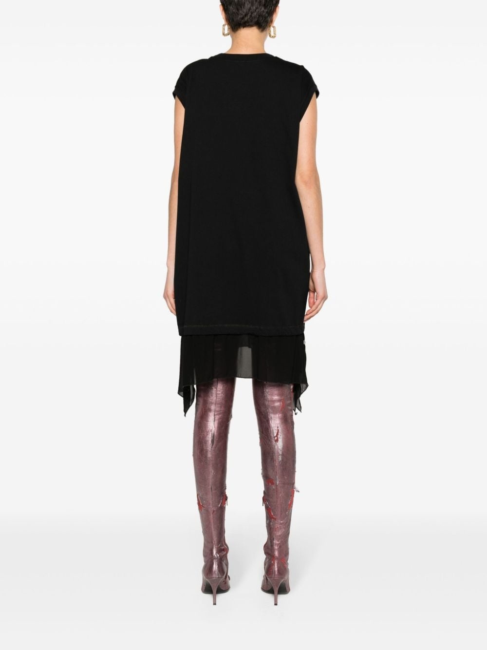 asymmetric cotton T-shirt dress - 4