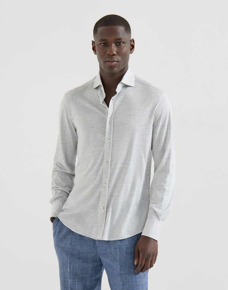 Silk and cotton jersey shirt with spread collar 4