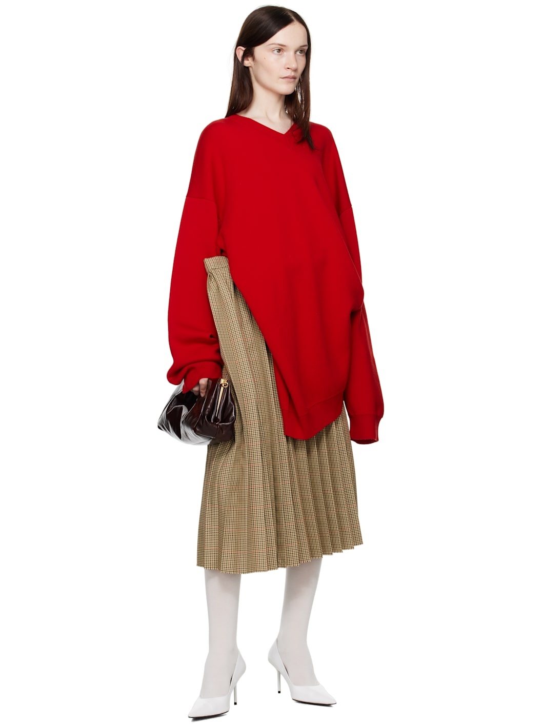 Beige Pleated Midi Skirt - 4
