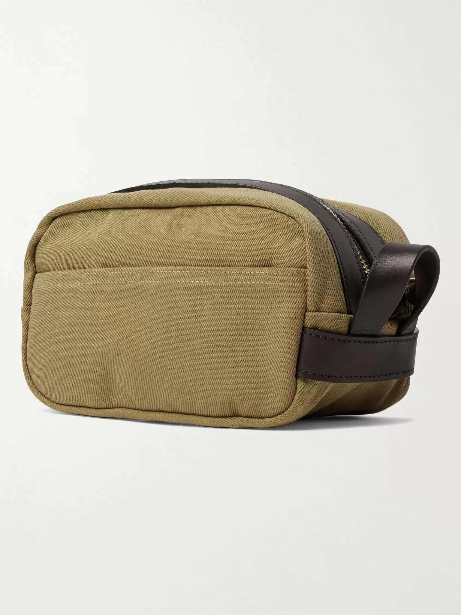 Leather-Trimmed Cotton-Canvas Wash Bag - 3