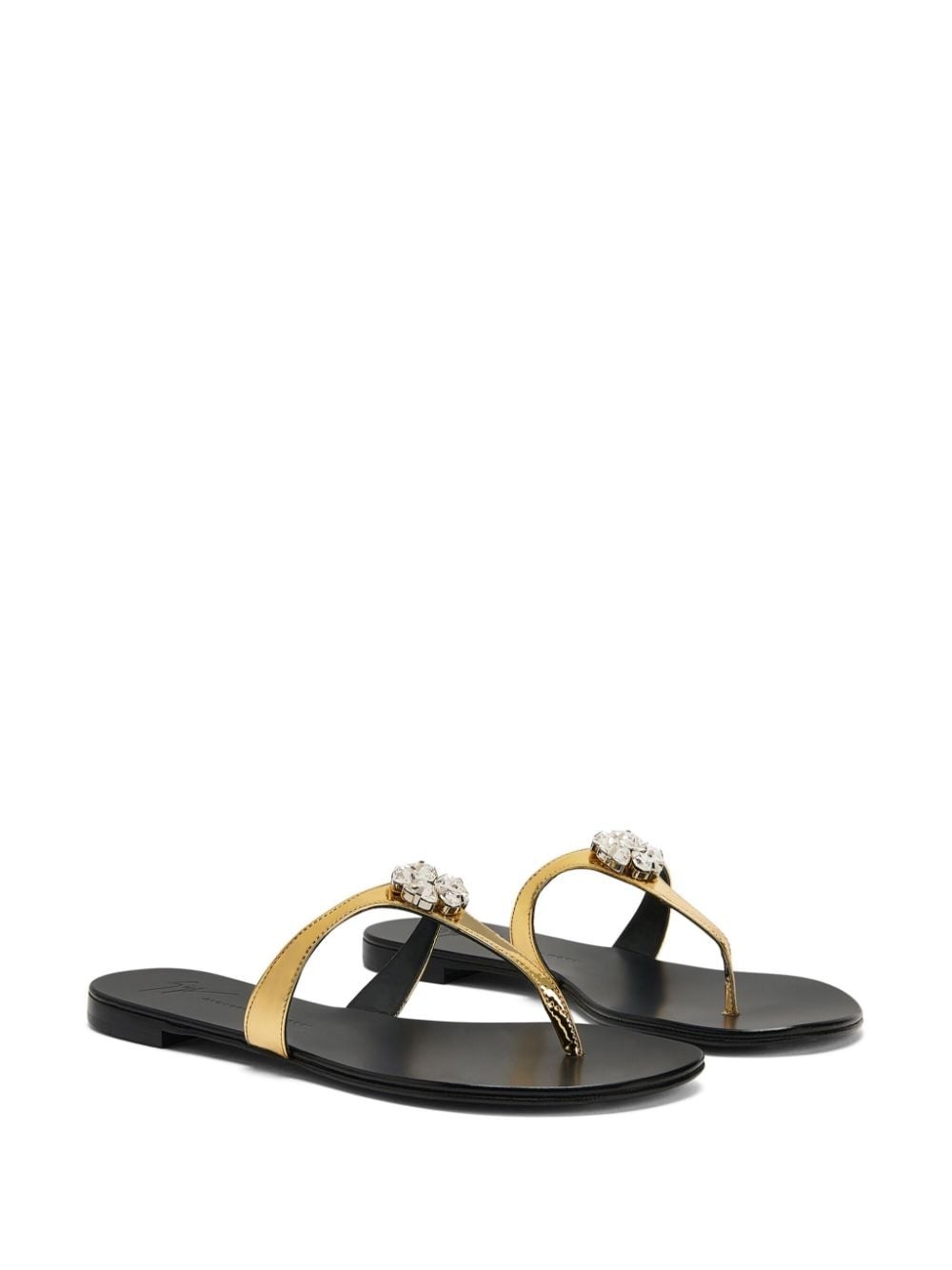 Brionne crystal-embellished metallic flat sandals - 2