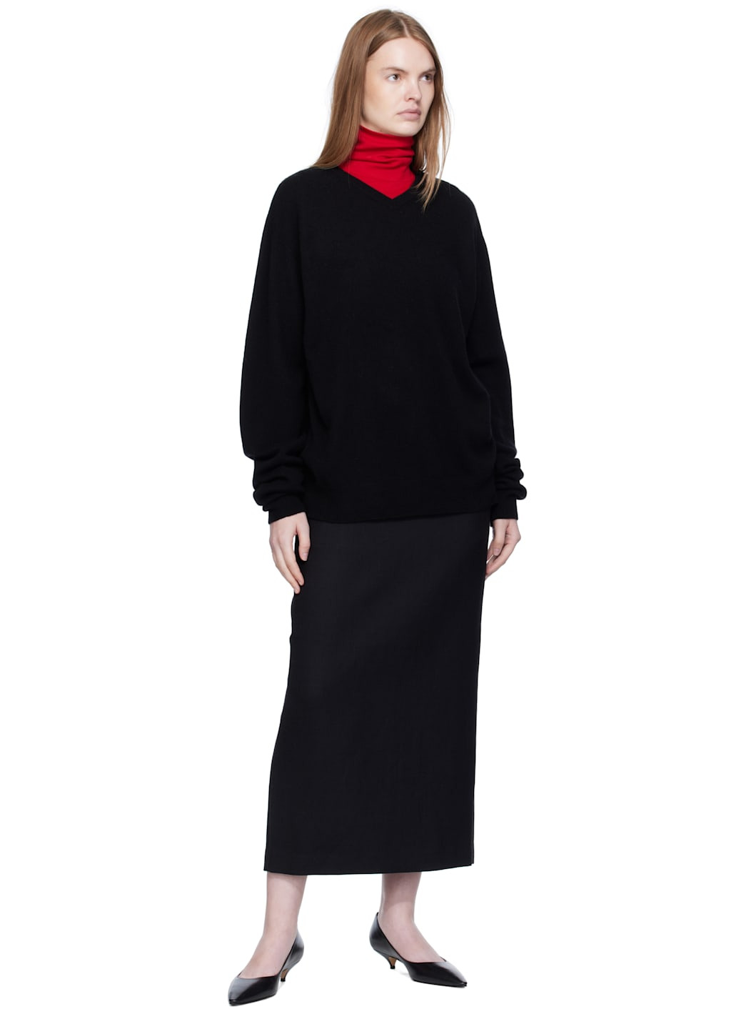 Black Silk Simple Maxi Skirt - 4
