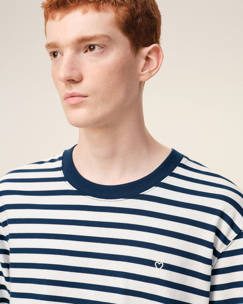 BLUE COTTON LONG SLEEVES MARINIERE AMI DE COEUR T-SHIRT 4