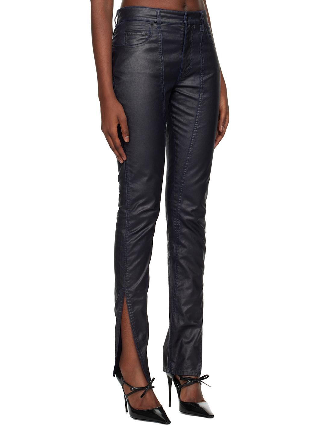 Blue Waxed Skinny Jeans - 2
