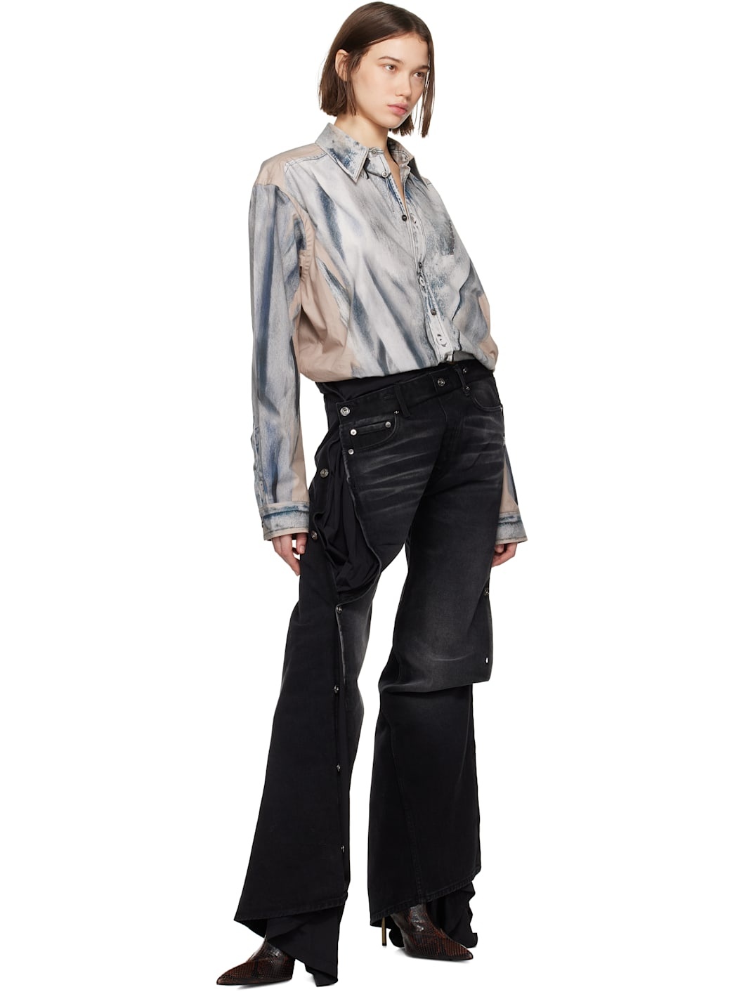 Black Collapsed Waist Jeans - 5