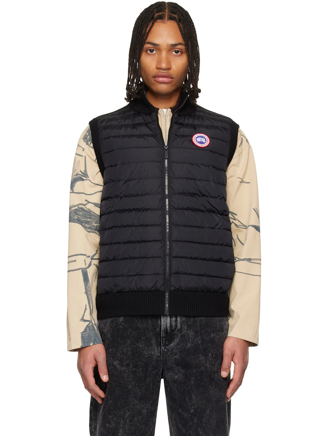 Black HyBridge Knit Down Vest - 1