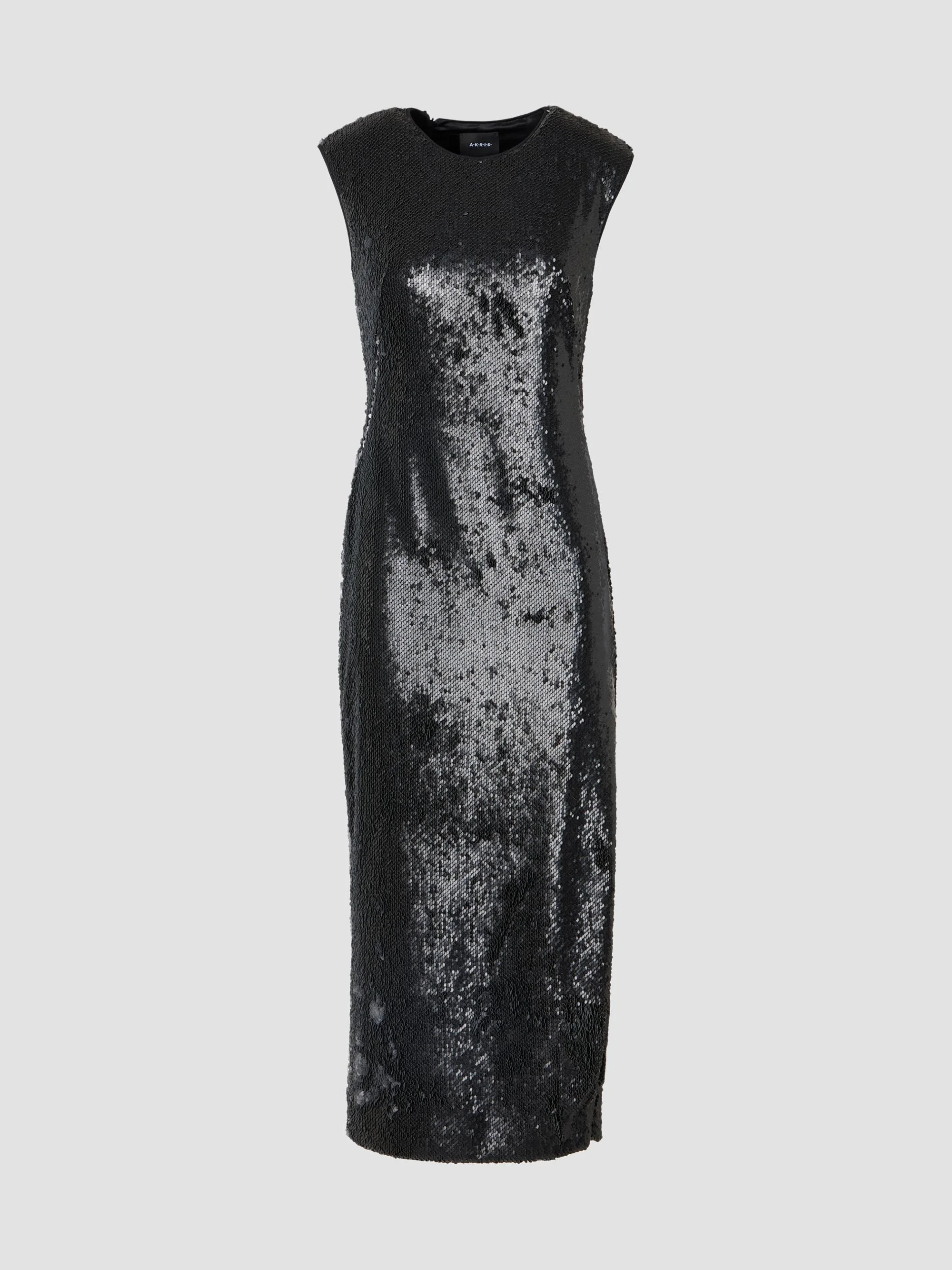 Women's Sequined Crewneck Midi Dress - Black - 1