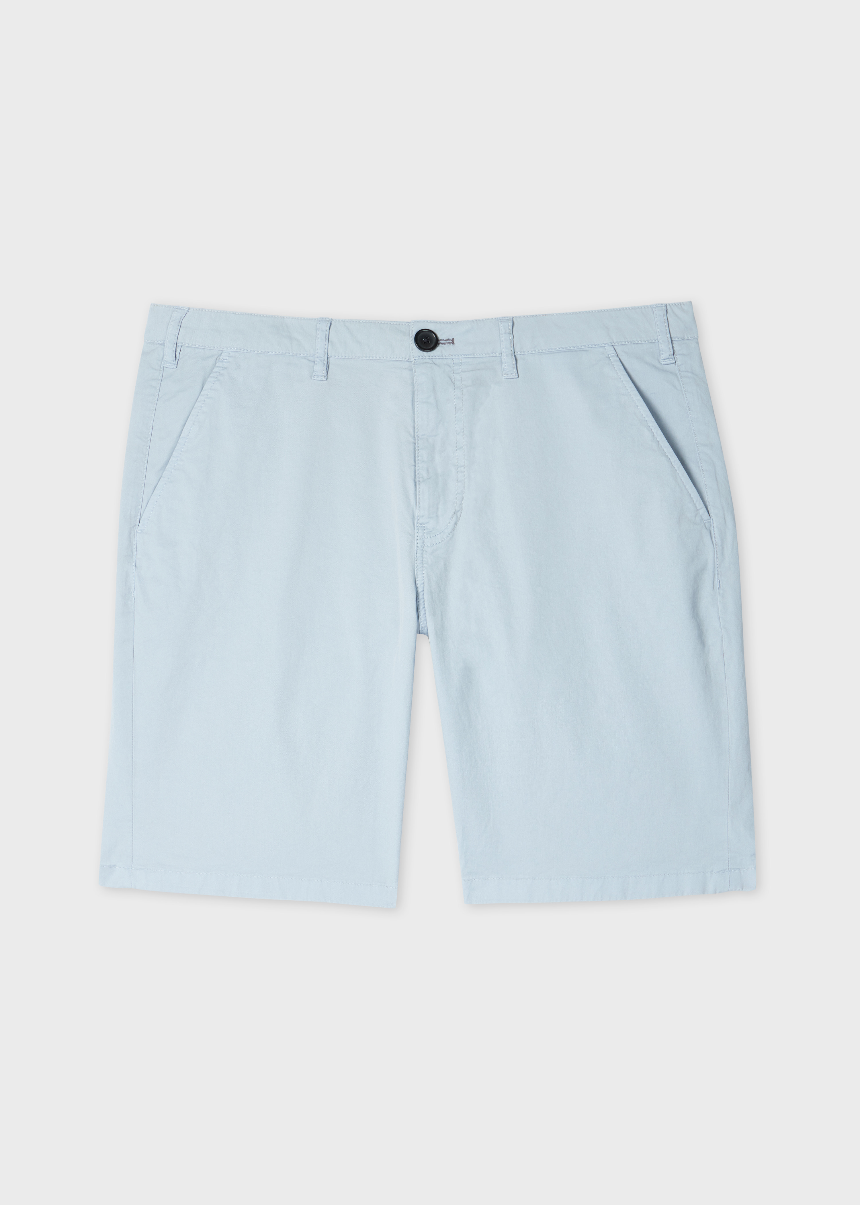 Light Blue Organic Cotton-Twill Shorts - 1