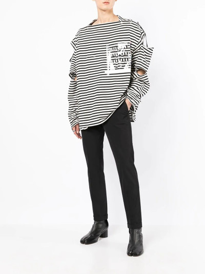 TAKAHIROMIYASHITA TheSoloist. stripe-print cut-out T-shirt outlook