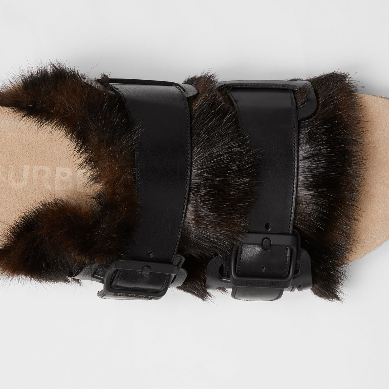 Leather and Faux Fur Sandals - 4
