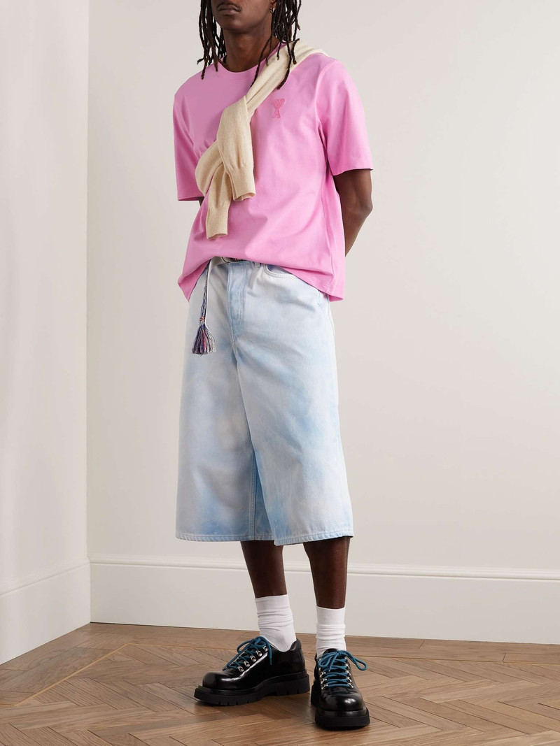 AMI Paris Logo-Embroidered Cotton-Jersey T-Shirt outlook